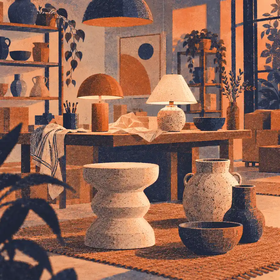 Illustration of independent retailers equipment and workspace